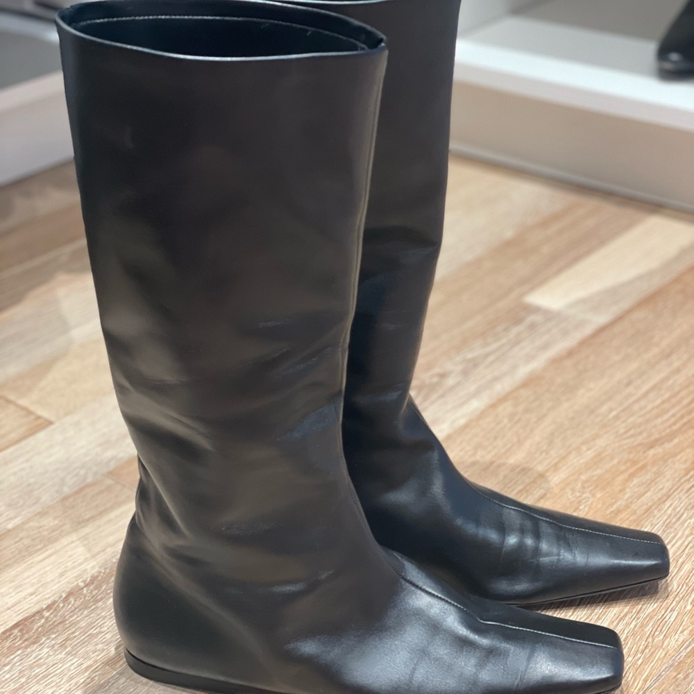 The Row Bette Black Leather Boots